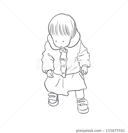 幼兒行走線條畫 133875591
