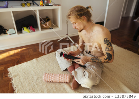 Relaxed boho setting with individual restoring classic camera components 133875849