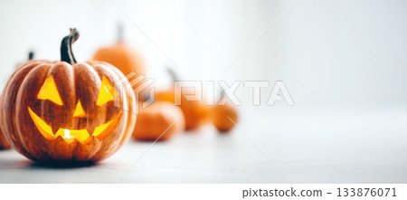 Get ready for a Spooky Halloween with beautiful Pumpkin Decorations for a Fun Festive Celebration 133876071