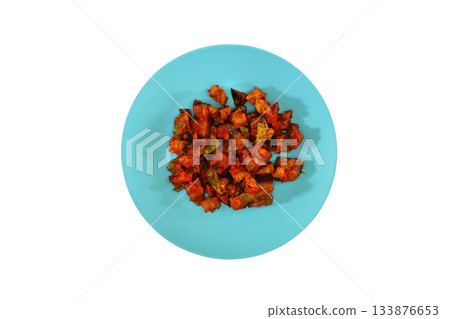 Grilled Turkish eggplants in tomato sauce (soslu patlican or saksuka.). Grilled Turkish eggplants in tomato sauce (soslu patlican or saksuka.). 133876653