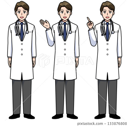 Smiling male doctor pose set Smiling male doctor pose set 133876808