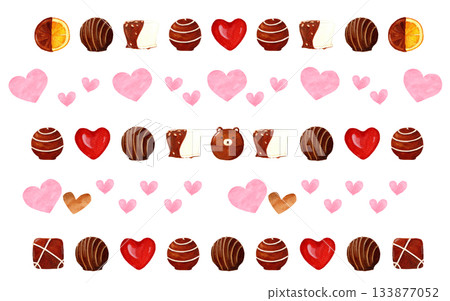情人節裝飾套裝（3種巧克力，2種心型裝飾） 133877052
