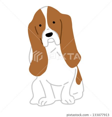 Basset Hound - Hand-drawn, relaxed dog illustration Basset Hound - Hand-drawn, relaxed dog illustration 133877913