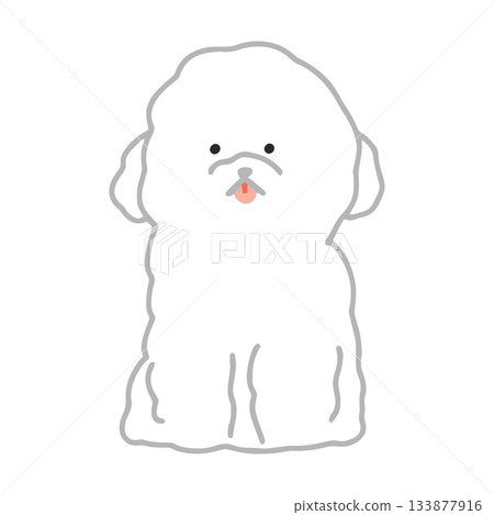 Bichon Frise - Hand-drawn, relaxed dog illustration 133877916