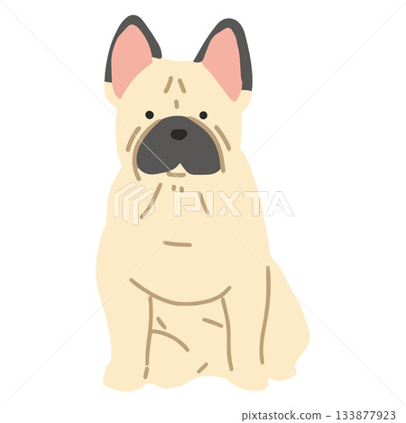 French Bulldog - Hand-drawn, relaxed dog illustration French Bulldog - Hand-drawn, relaxed dog illustration 133877923
