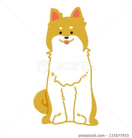 Shiba Inu hand-drawn relaxed dog illustration 133877933