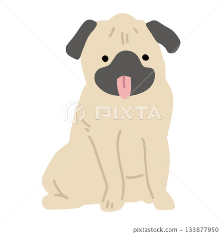 Pug hand-drawn, relaxed dog illustration 133877950