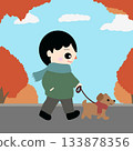 Walking with your pet wearing a scarf 133878356
