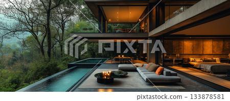 Stylish hotel with a pool 133878581