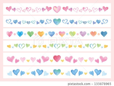 水彩愛心裝飾線條套裝（6個） 133878965