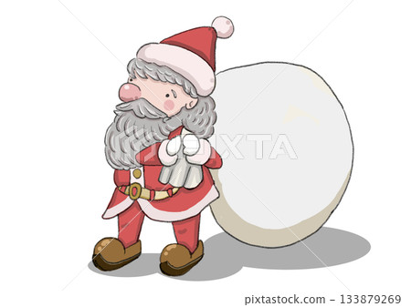 Santa Claus standing facing forward with his shadow Santa Claus standing facing forward with his shadow 133879269