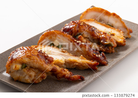 Grilled chicken and asparagus cheese roll Grilled chicken and asparagus cheese roll 133879274