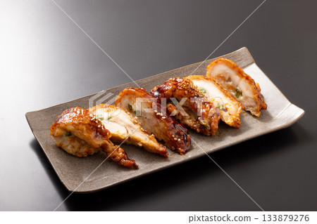 Grilled chicken and asparagus cheese roll Grilled chicken and asparagus cheese roll 133879276