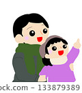 Child pointing at the sky / parent and child 133879389