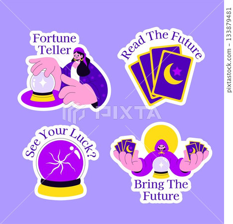 Fortune Teller Hand-Drawn Flat Cartoon Illustration Template Created For a Decorative Label 133879481