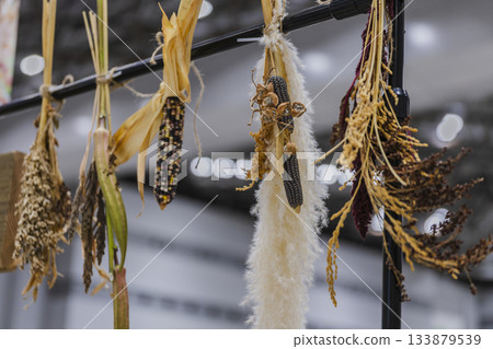 Dried flower swags and handmade decorations 133879539