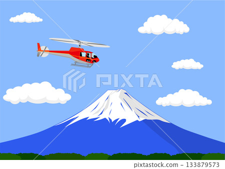 搭乘直升機飛越富士山 133879573