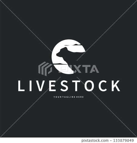 Cow logo simple design livestock and meat cutting, illustration design symbol and template for barand 133879849