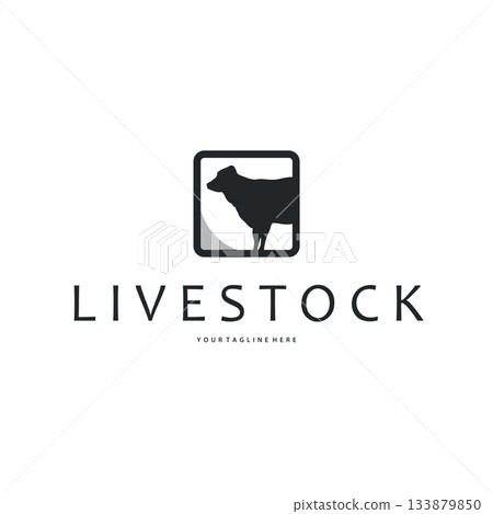 Cow logo simple design livestock and meat cutting, illustration design symbol and template for barand 133879850