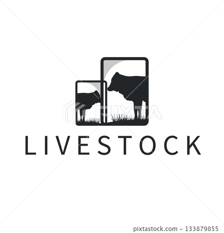 Cow logo simple design livestock and meat cutting, illustration design symbol and template for barand Cow logo simple design livestock and meat cutting, illustration design symbol and template for barand 133879855