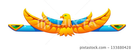 Ancient Egypt ornament and Egyptian divider frame and border, cartoon vector. Sacred eagle bird of with golden wings and jewel gems for Egyptian ornament or divider frame or decoration element Ancient Egypt ornament and Egyptian divider frame and border, cartoon vector. Sacred eagle bird of with golden wings and jewel gems for Egyptian ornament or divider frame or decoration element 133880428