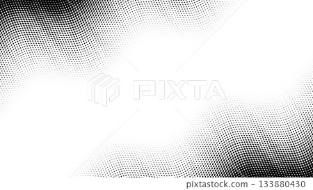 Gradient dot pattern background with abstract half tone texture, vector monochrome gradation. Halftone gradient of dots pattern in wave shape with diagonal wavy or wavy particles gradation on corners Gradient dot pattern background with abstract half tone texture, vector monochrome gradation. Halftone gradient of dots pattern in wave shape with diagonal wavy or wavy particles gradation on corners 133880430