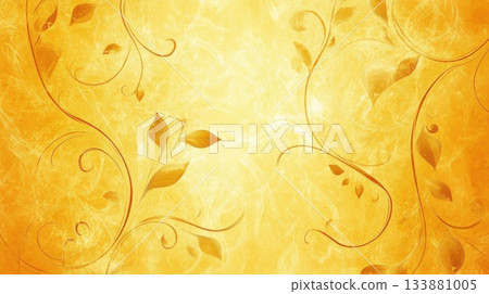 floral design on grunge yellow background with space for text or image. floral design on grunge yellow background with space for text or image. 133881005
