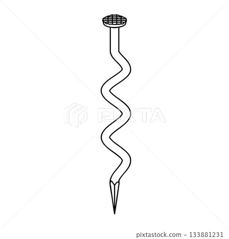 Outline for Coloring of Nail Stainless Steel and Iron Pins. Construction and Wooden Work Equipment. Vector Illustration. 133881231