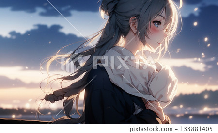 Girl's profile - AI-generated material Girl's profile - AI-generated material 133881405