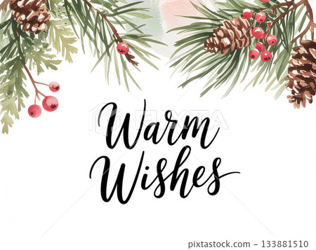 水彩植物（聖誕卡） 133881510