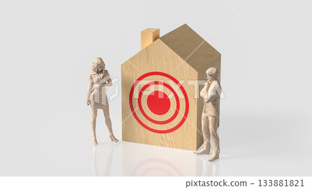 Housing Market Target Decision Concept Art 3d render. Housing Market Target Decision Concept Art 3d render. 133881821