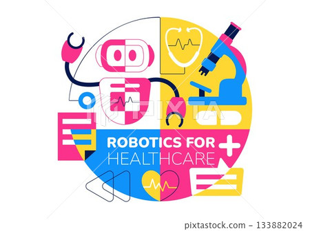 Robotic For Healthcare Illustration Featuring Robots Used In Medicine With AI Integration, Modern Hospital Innovation, and Advanced Health Technology 133882024