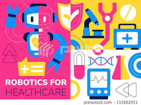 Robotic For Healthcare Illustration Featuring Robots Used In Medicine With AI Integration, Modern Hospital Innovation, and Advanced Health Technology Robotic For Healthcare Illustration Featuring Robots Used In Medicine With AI Integration, Modern Hospital Innovation, and Advanced Health Technology 133882031