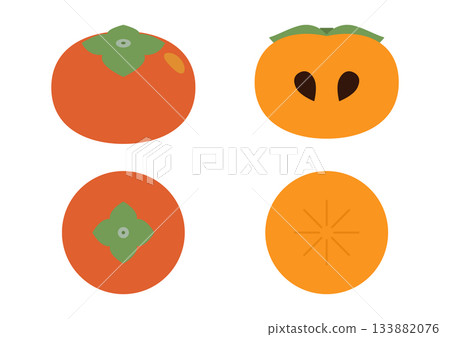 Persimmon and cross section illustration 133882076