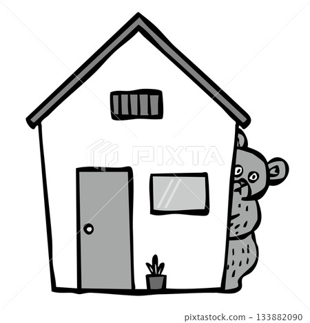 Bear in a residential area_Monochrome Bear Bear Bear in a residential area_Monochrome Bear Bear 133882090