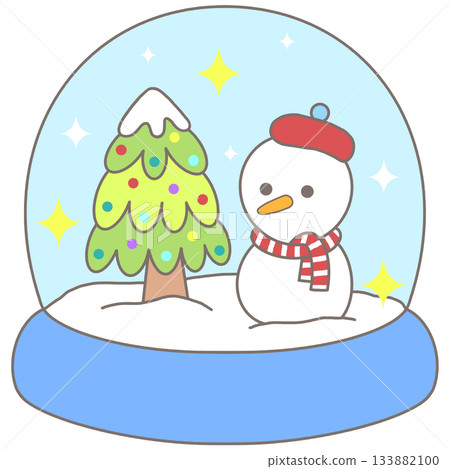 snowglobe with christmas tree and snowman snowglobe with christmas tree and snowman 133882100