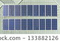A Solar Panel array located on the roof of a residential house 133882126