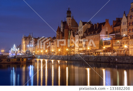 Old waterfront buildings in Gdansk Poland at night Old waterfront buildings in Gdansk Poland at night 133882208