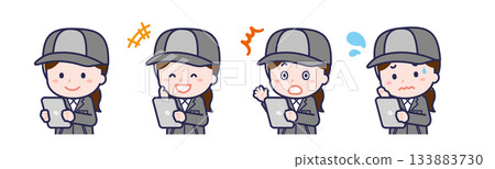 A female "factory worker" using a tablet 133883730