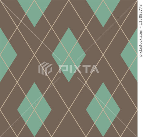 Argyle check, moss green, brown background Argyle check, moss green, brown background 133883778