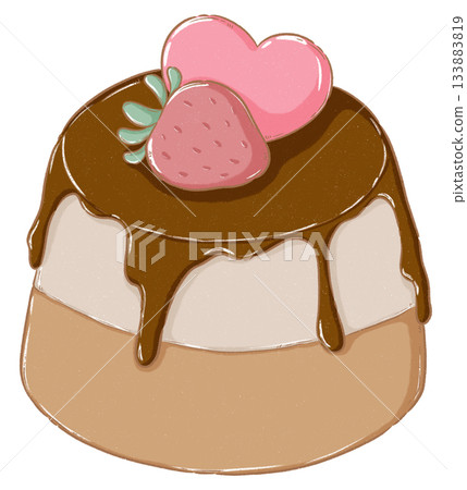 chocolate cake with pink heart chocolate cake with pink heart 133883819
