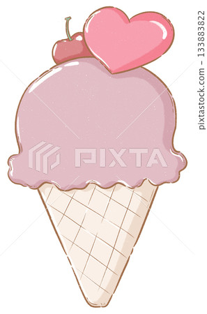 ice cream cone with hearts ice cream cone with hearts 133883822