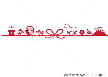 New Year's card 2026 Horse and lucky charm illustration template New Year's card 2026 Horse and lucky charm illustration template 133883836
