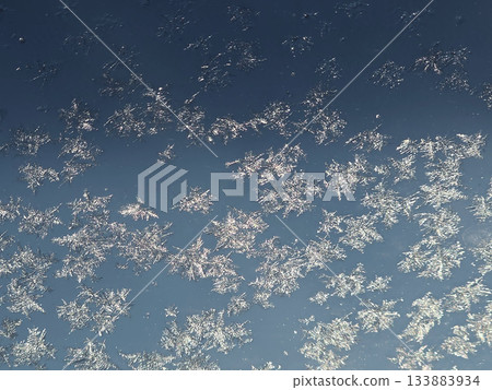 Shimmering Frost Patterns on a Cold Winter Window 133883934