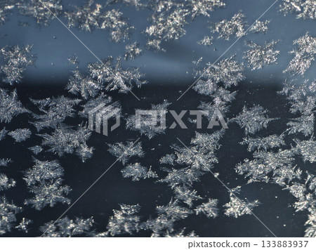 Shimmering Frost Patterns on a Cold Winter Window 133883937