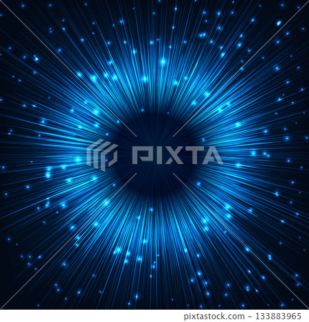 Blue Light Speed Starburst Abstract Background Dynamic and bright energy burst with glowing particles for technology and science projects 133883965