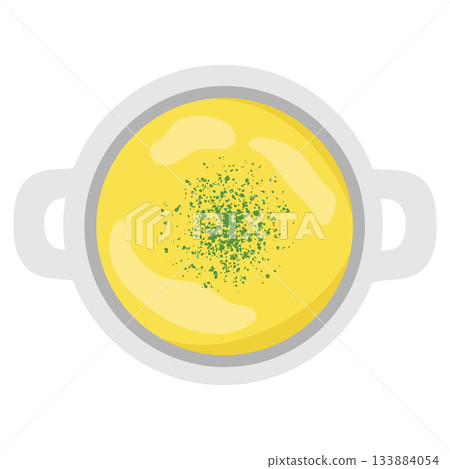 Corn soup potage illustration (double handle) 133884054