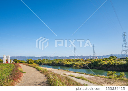 Uji River scenery, Fushimi Ward, Kyoto City Uji River scenery, Fushimi Ward, Kyoto City 133884415