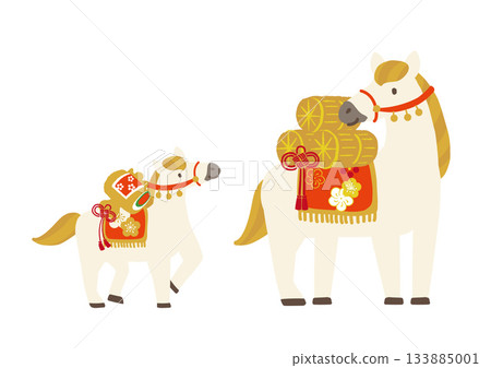 Lucky horse parent and child illustration for 2026, Year of the Horse 133885001