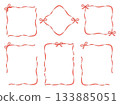 Cute frame set with hand-drawn ribbons 133885051